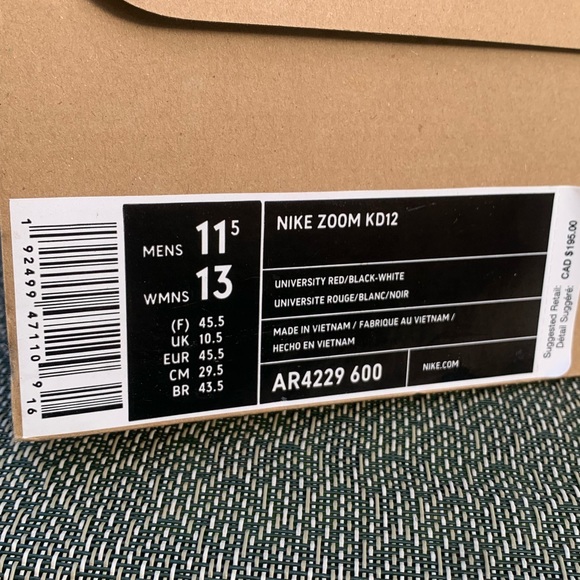 KD 12 University Red - Size 11.5 - Picture 8 of 14